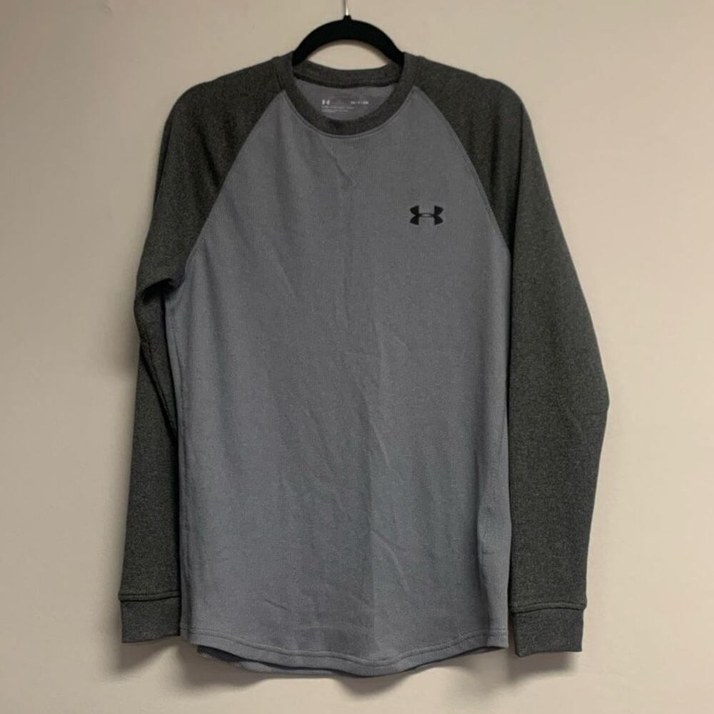 Under Armour Men’s SMALL UA Waffle Crew Long Sleeve, Gray